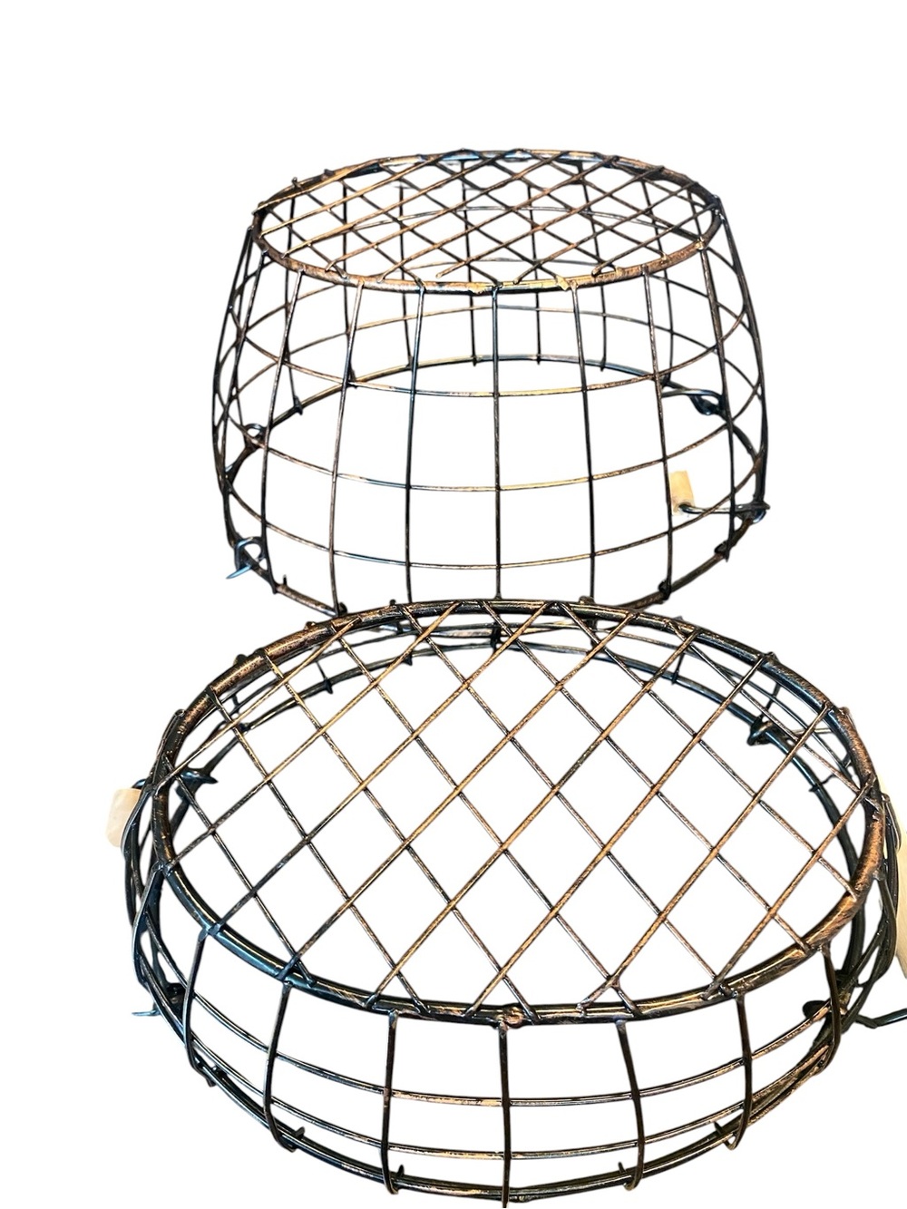 METAL WIRE WOOD HANDLE BASKETS BUNDLE - Picture 3 of 3